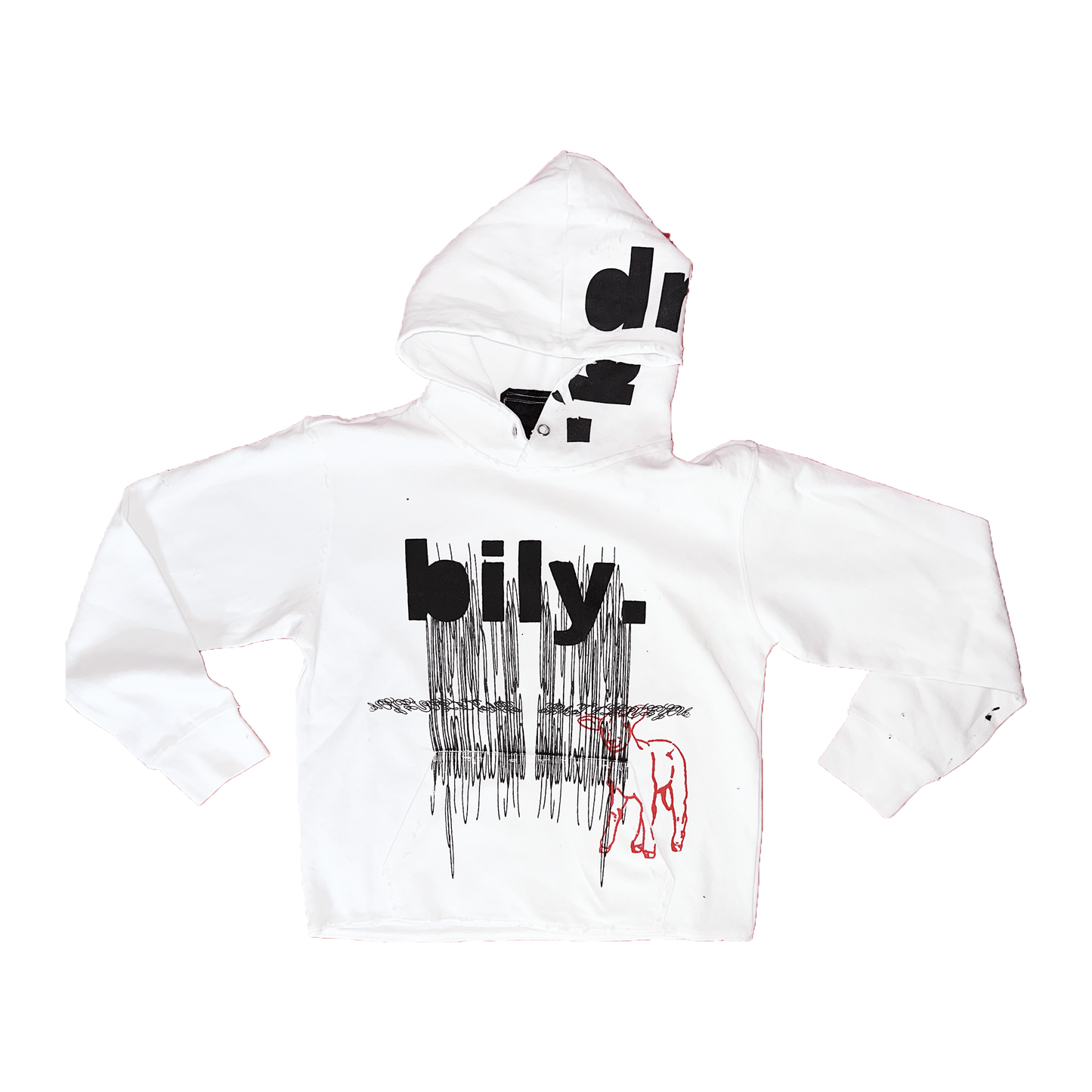 1:1 bily. PULLOVER 'DRUG' HOODIE 000